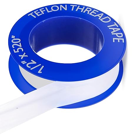 Plumbers PTFE Pipe Sealant Tape, 5.5mil Thick, Flex Seal Tape Waterproof,212 to 500 Degree F Temperature Range, White (1/2 by 520 Inches 1 Roll)