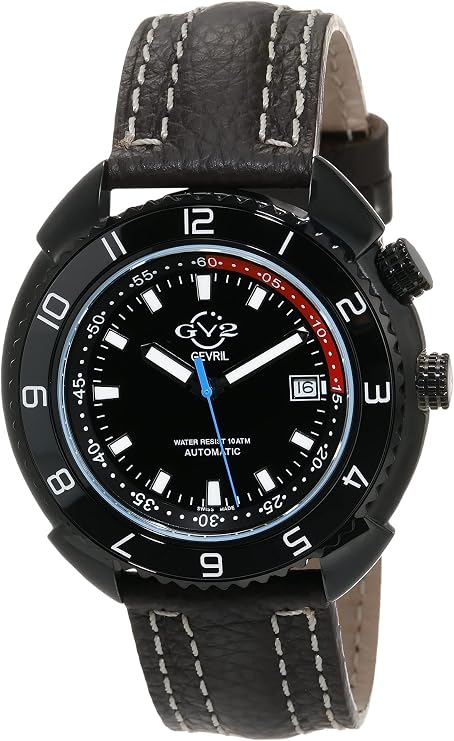 GV2 Men's Squalo Swiss Automatic Watch, Genuine Italian Leather Strap