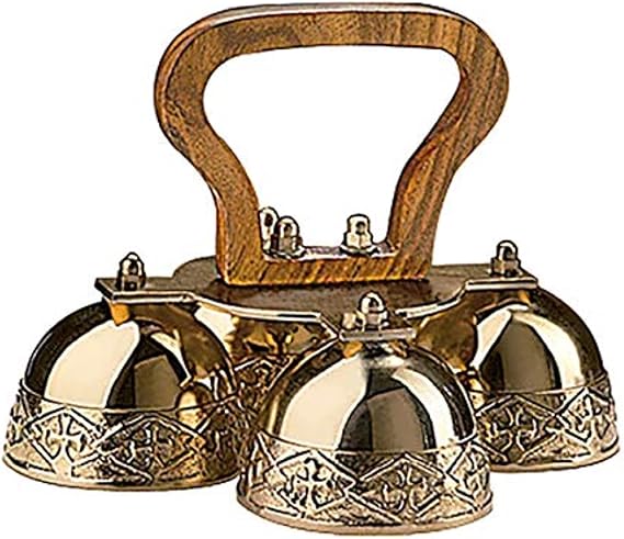 4-bell Embossed Brass Altar Bells