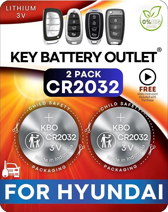 Key Fob Battery for Hyundai CR2032 (2 Pack) OEM Remote Replacement for Elantra Veloster Accent Tucson Sonata Santa Fe (OSLOKA-423T, 95430-F2300) Check Fitment Guide