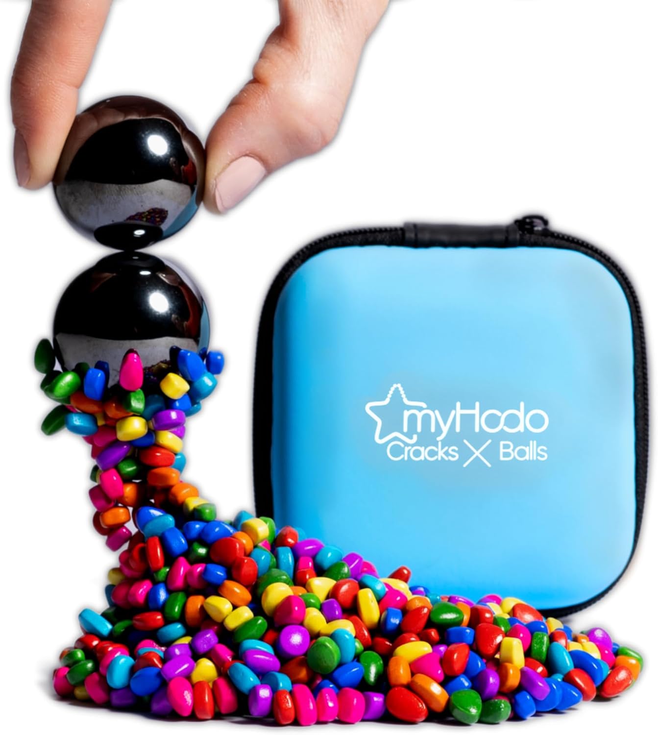 myHodo Crack Magnets Bundle | 2X Extra Strong Magnetic Balls 33mm & 550 Colorful Magnetic Stones 5-7mm | Sensory Magnet Toy Set for ASMR, Stress Relief & Creativity | Anti-Stress Gift | ADHD Aid
