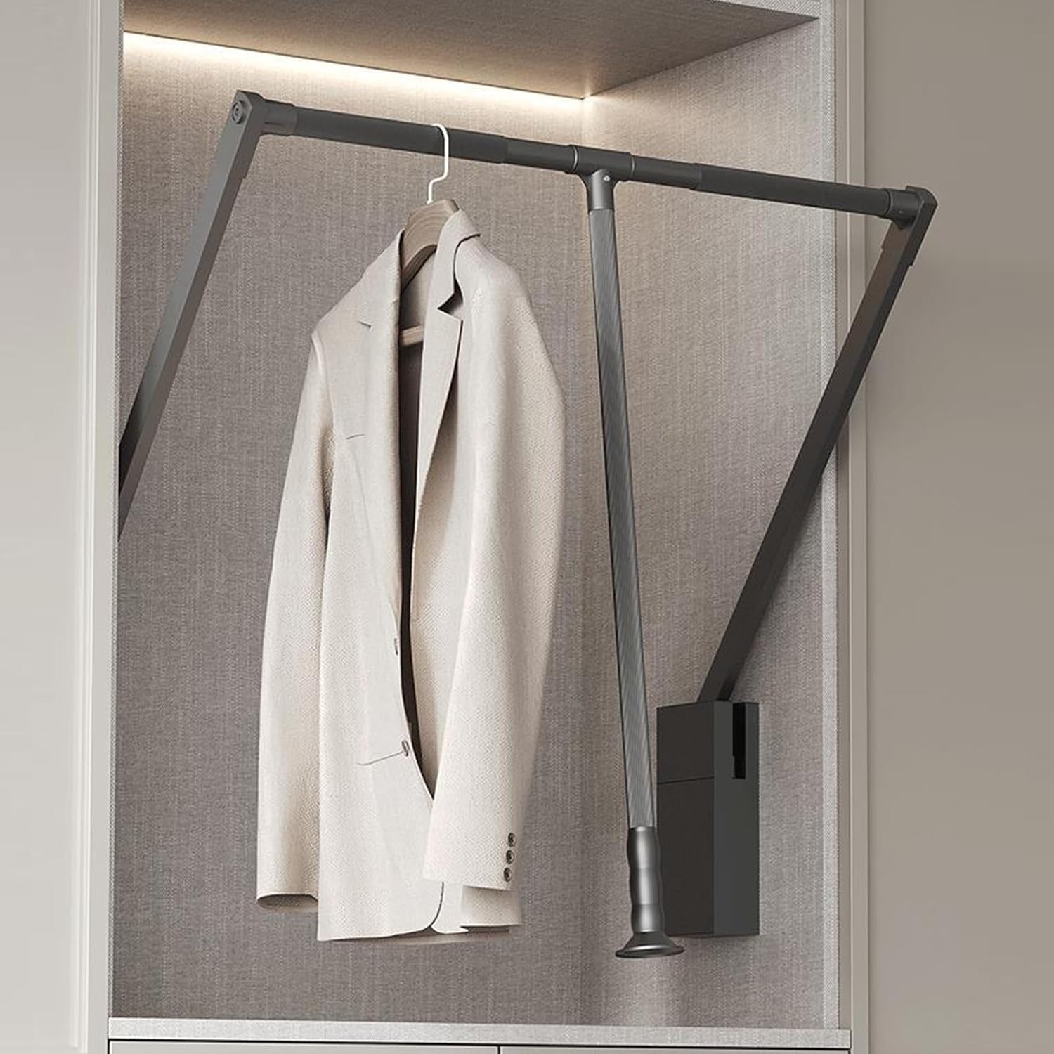 Pull Down Clothes Rail, Wardrobe Lift Large Extendable Cloth Hanger, Soft Return Storage System with Aluminium Rod for Bedroom89-121cm