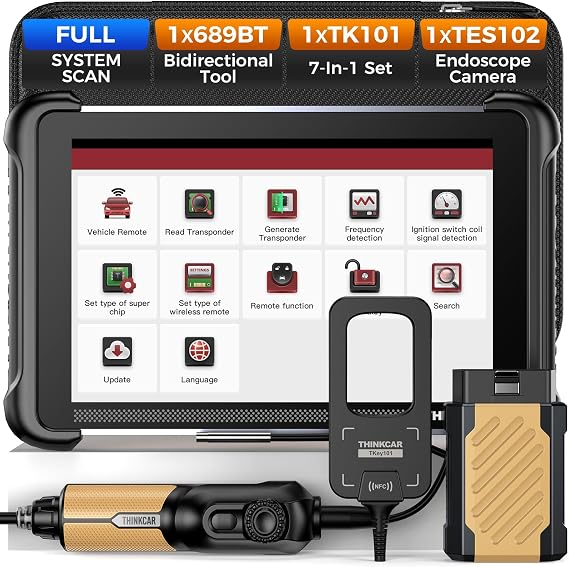 THINKSCAN 689BT Bidirectional OBD2 Scanner with TK101 & Endoscope Camera,3000+ Active Tests,All System, 34 Services,FCA Autoauth, CANFD and DoIP,Lifetime Free Update