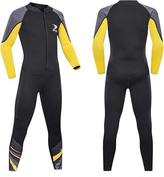 ZCCO Kids Wetsuit,2.5mm Neoprene Diving Suit for Teens,Full Body Swimsuit for Boys and Girls,Long Sleeve One Piece Wet Suit Perfect for Swimming, Surfing, and Water Sports