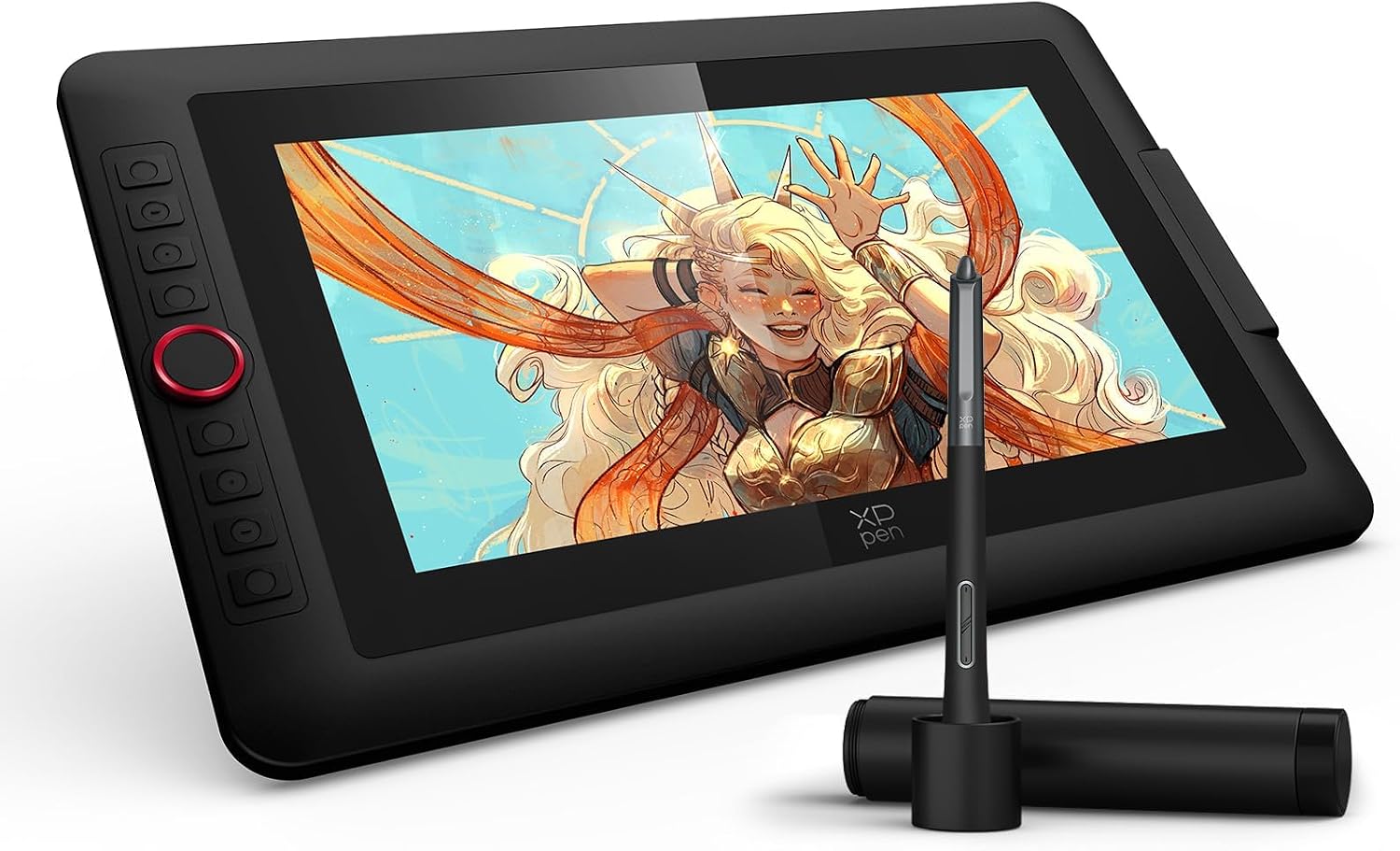 XPPen Upgraded Artist13.3 Pro V2 Screen Drawing Tablet, 16384 Pen Pressure X3 Pro Stylus Pen Screen, Full Laminated AG Screen Graphics Tablet with 99% sRGB Stand, Red Dial, 8 Hotkeys 13.3
