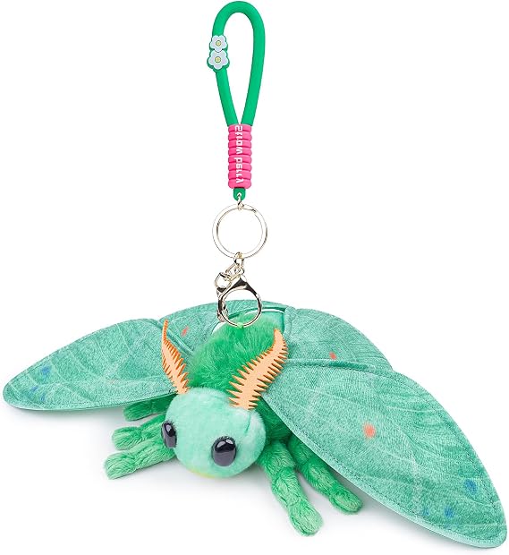 lilizzhoumax Emerald Moth Keychain Plush Toy Stuffed Animal Bag pendant Realistic Lovely Cute Super Soft Creative Personalized Gift for Couple Kids Bedtime Companion Plushie Collection 7” green