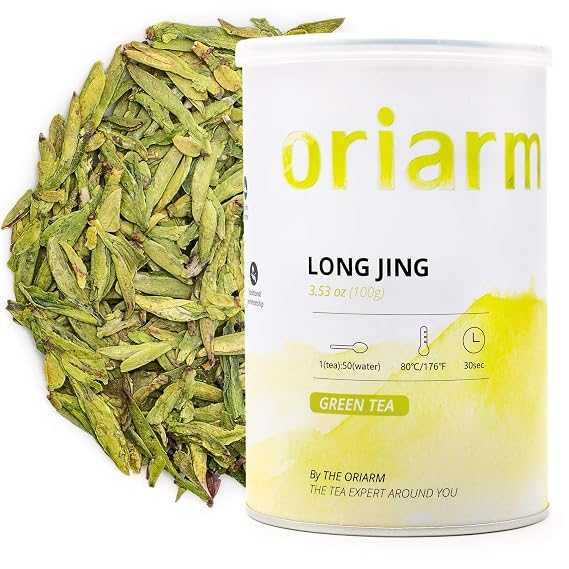 Oriarm 2026 Mingqian Long Jing Green Tea Tea Special Grade - Chinese Longjing Dragon Well Green Tea Loose Leaf - 100g Tin Can
