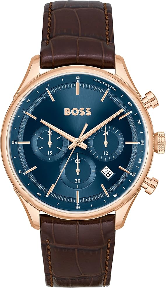 BOSS Chronograph Quartz Watch for Men Collection Gregor with Leather or Stainless Steel Bracelet