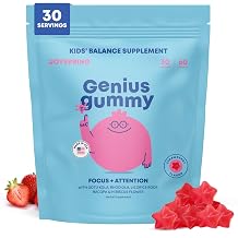 Genius Kids Focus Gummies - Focus Gummies for Kids Increases Attention Natural Herbal Brain Gummies - Focus Kids Gummies are Vegan, Gluten-Free, Sugar-Free with Bacopa, Gotu Kola, Rhodiola - 60 Count