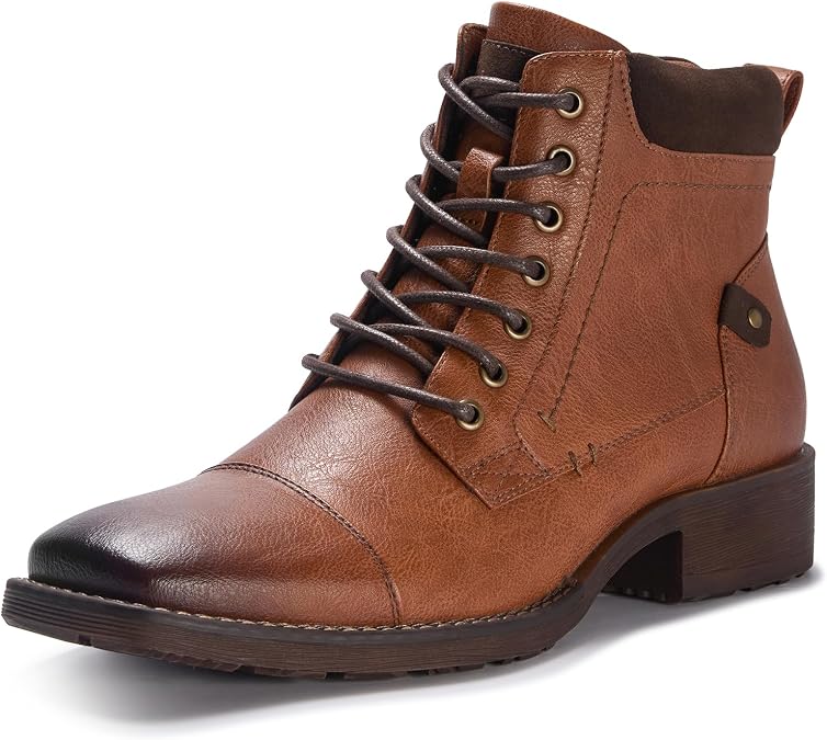 Mens Square Toe Chukka Boots Lace Up for Daily Wear