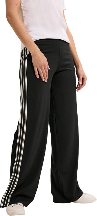 Long Tall Sally LTS Tall Women's Side Stripe Wide Leg Pants Black 16