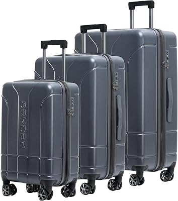 Spyder Carve 3 Piece Set with 360 Spinner Wheels, TSA Approved Lock, 20 Inch Carry On, 25 Inch Medium, 29 Inch Large Gray