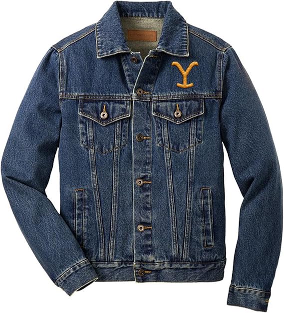 PARAMOUNT NETWORK Yellowstone Dutton Ranch Y Logo Embroidered Denim Jacket - Officially Licensed