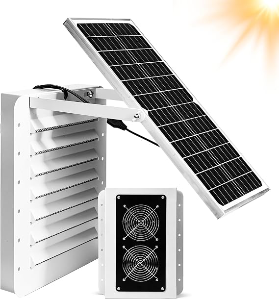 Solar Powered Conex Container Vent for Shipping Containers, High Airflow Shipping Container Vents with 600 CFM Dual Exhaust Fans, Adjustable Shipping Container Vent System for Heat & Moisture Control