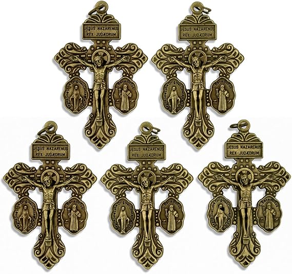 Deluxe Catholic Pardon Cross - Pack of 5 (Brass)