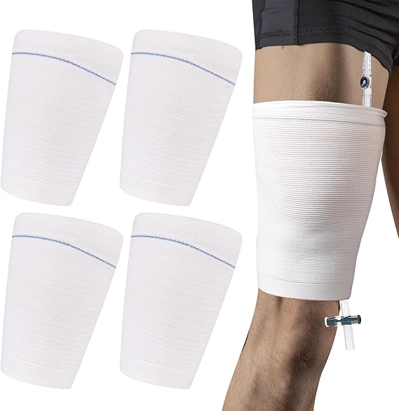 4 Pcs Catheter Leg Bag Holder Urine Bag Holders Stay in Place Carer Leg Bag Sleeves Urinary Drainage Bags for Men or Women (Medium)