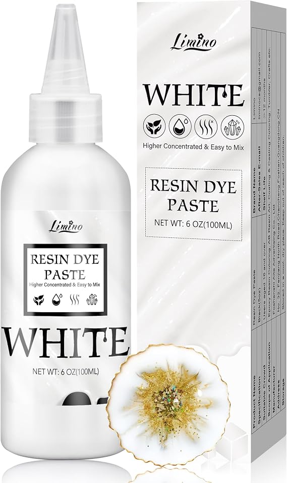 White Epoxy Resin Pigment Paste - 3.4 fl.oz / 100ml Concentrated Dye for Ocean Waves, Lacing, Coaster - Opaque Epoxy for DIY Art, UV Resin, Painting