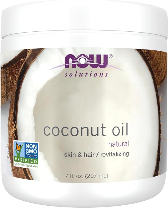 NOW Foods Solutions, Coconut Oil, Naturally Revitalizing for Skin and Hair, Conditioning Moisturizer, 7-Ounce