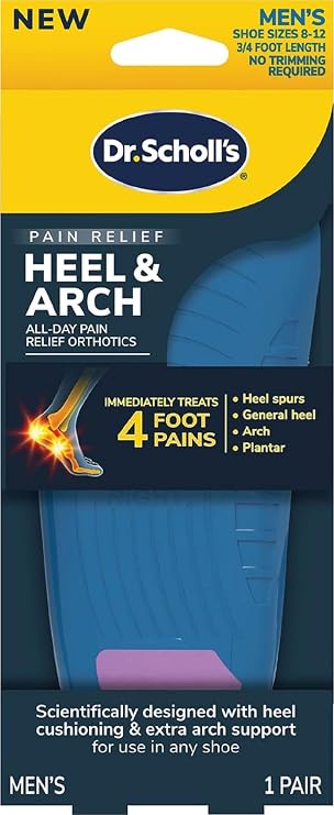 Dr. Scholl's Heel & Arch All-Day Pain Relief Orthotics, Men's 8-12, 1 Pair, 3/4 Length