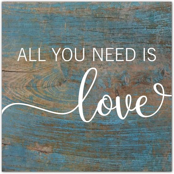 Wood Sign All You Need Is Love Rural Rustic Wooden Board with Rope Old Fashioned Wooden Home Sign Wall Hanging Door Plaque for Bedroom Kitchen Decorations 6 Inch