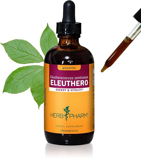 Herb Pharm Eleuthero Root Liquid Glycerite for Energy and Stamina, 4 Ounce