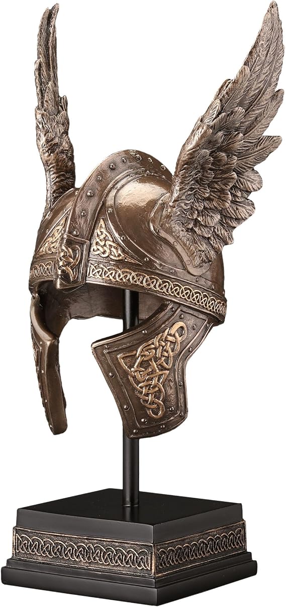 Veronese Design 9 1/2 Inç İskandinav Kanatlı Kask Odin Soğuk Döküm Reçine Brozne Finish Heykel Viking Ev Dekor Koleksiyon