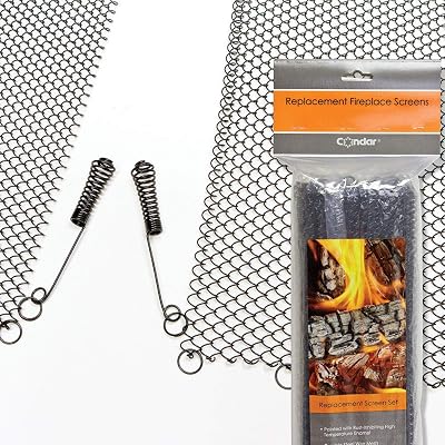 Enhance the Style of Your Fireplace with a Condar Mesh Screen. Fireplace Mesh Screen Curtain. 22 High. Includes 2 Panels, each 24 Wide