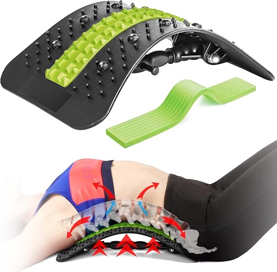 Back Stretcher,Back Cracking Device,2026 Upgraded Back Cracker for Lower Back Pain Relief,Fully Adjustable Multi-Level Spine Deck with Massage Points for Muscle Relaxation(Green)