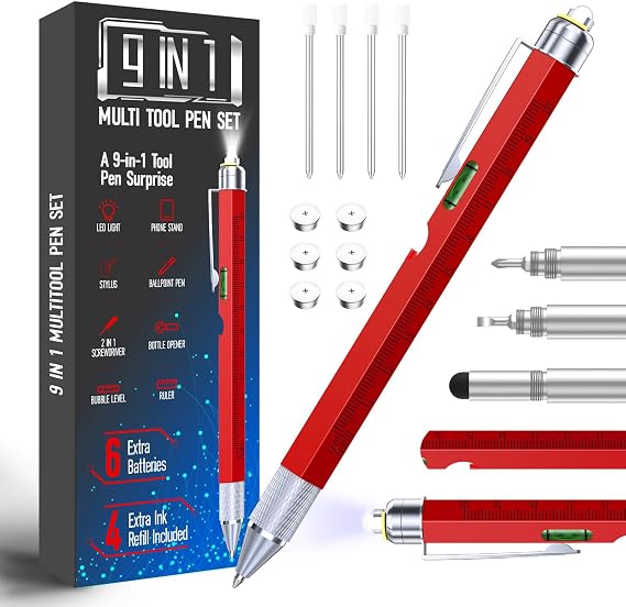 Pen Gifts for Men, Huhoo Cool Gadgets Tools Multi Tech Pen for Men, Personalized Gifts for Dad or Him, Funny Gift for Christmas, Father's Day, Valentines or Birthdays