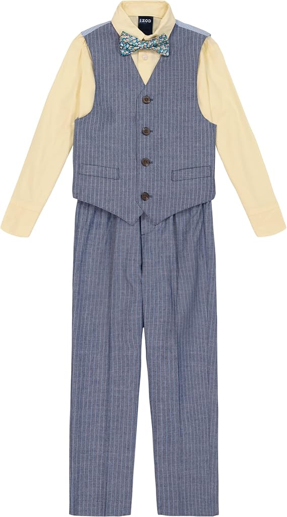 IZOD Boys' 4-piece Formal Dress Up Suit Set, Vest, Pants, Collared Shirt, and Tie