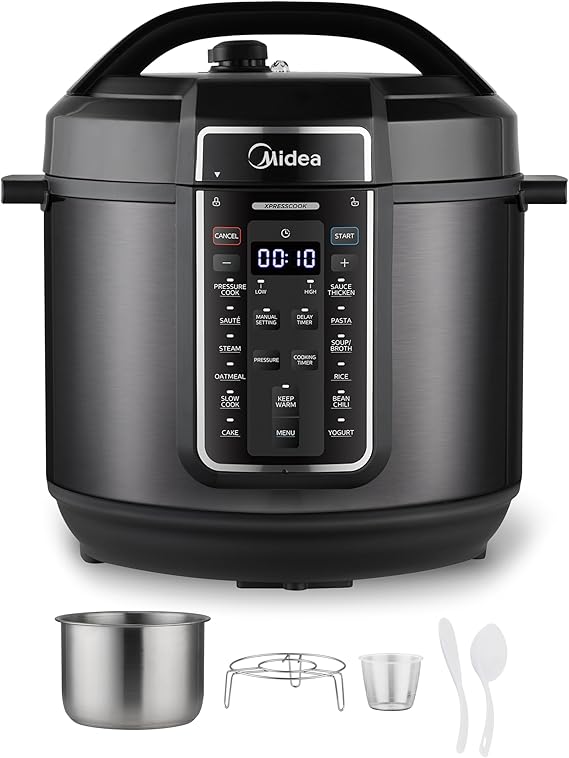 Midea 12-in-1 Electric Pressure Cooker, 8 Quarts, 12 Presets, Multi-Functional Programmable Slow Cooker, Rice Cooker, Steamer, Saute Pan, Yogurt Maker, and More, Stainless Steel