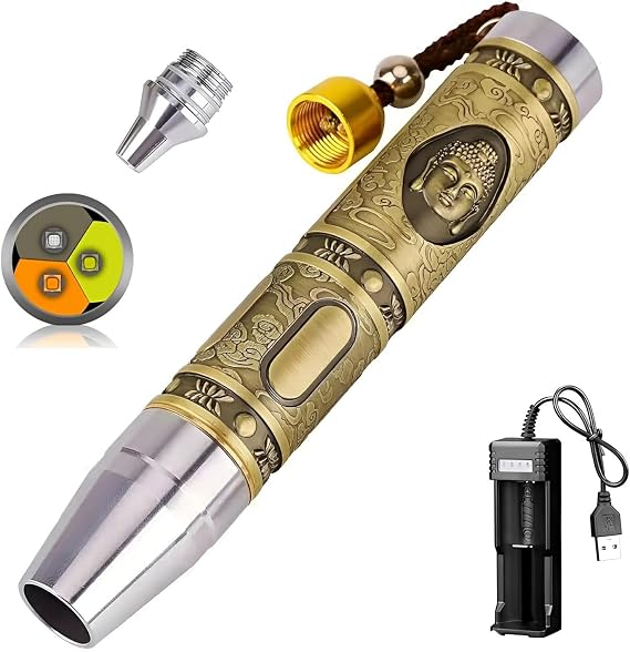 Rechargeable Three LEDs Expert Jade Appraisal Flashlight,Jewelry Appraisal Gemstones Diamond, White and Yellow Light and 365NM Ultraviolet Lamp.