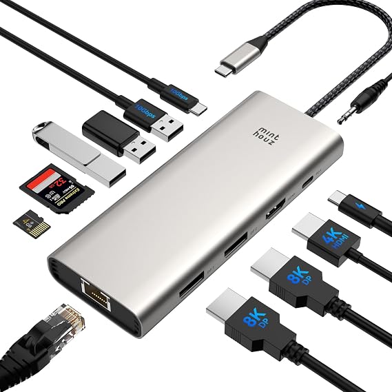 USB C Docking Station Triple Display Monitor for HP Lenovo Dell