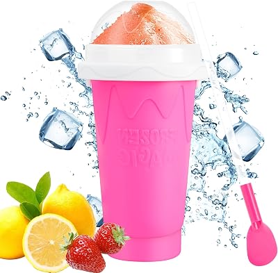 Slushy Cup Slushie Cup, Slushy Maker Cup, Quick Frozen Magic Squeeze Cup, Double Layer Slush Cup Squeeze, Homemade Summer DIY Milk Shake Ice Cream Maker, Cool Stuff Birthday Gifts for Kids Pink