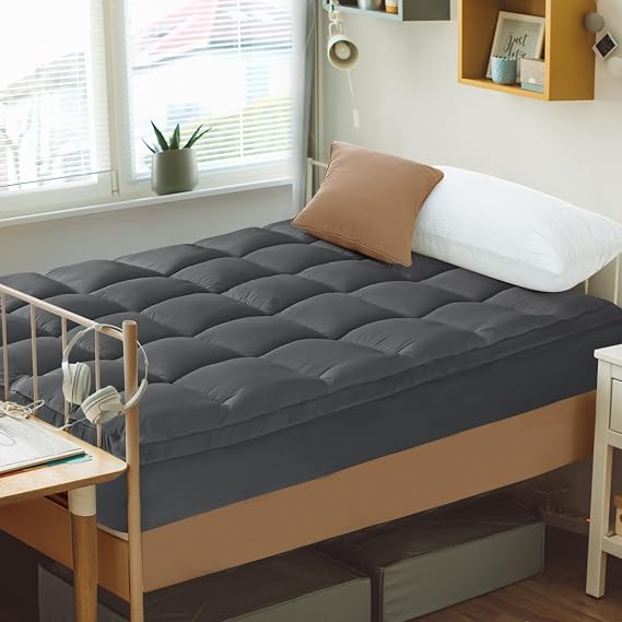 Mattress Topper Twin Size - Soft Cooling Mattress Pad for College Dorm Room Essentials - Extra Thick Twin Protector Cover for Back Pain, Single Bed Topper Pillow Top with 8''-21'' Deep Pocket