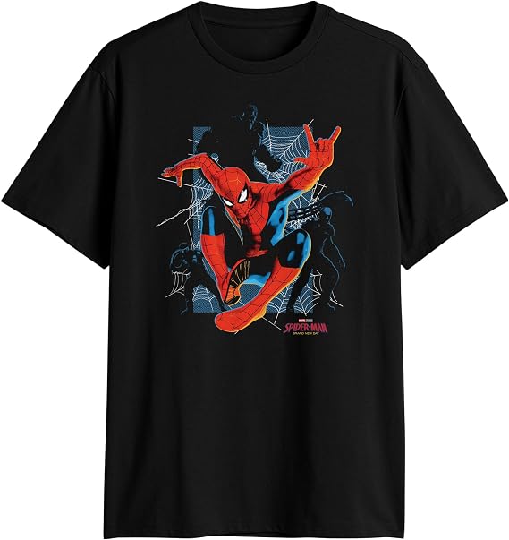 Marvel Spider-Man Brand New Day Shadow Web Dynamic Action Pose Silhouette Adult T-Shirt