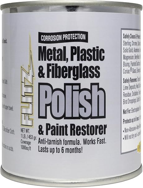 Flitz Metal Polish Paste - 1lb Can of USA-Made Polish for Solid Chrome, Stainless Steel, Aluminum- Non-Abrasive for Light Oxidation - Requires Manual Buffing - Not for Plated/Coated Surfaces (1 Pack)