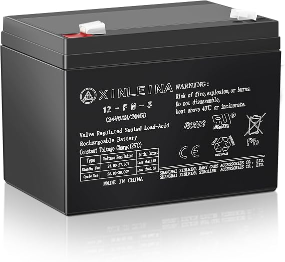 ANPABO 24V 5Ah Battery for Ride On Toys, Rechargeable Pack, F2 Terminal