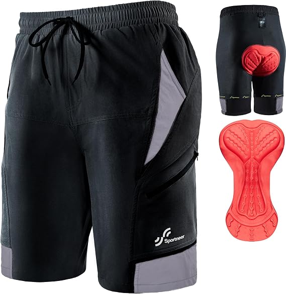 Sportneer MTB Cycling Shorts Men's Padded Cycling Shorts Men's Cycling Shorts 3D Lined Mountain Bike Cycling Sports Cycling Outdoor