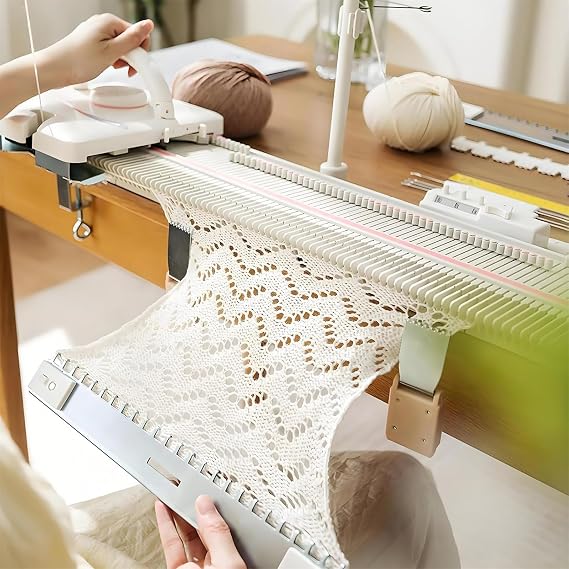 AityBuy Automatic Knitting Machine 150 Stitches, 6.5mm Medium Gauge Craft Machine with Needles & Accessories - Easy Home Knitting Kit for Adults