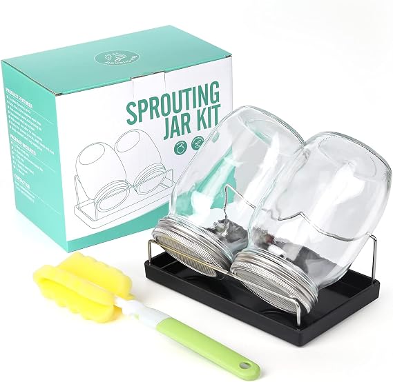 Seed Sprouting Jar Kit with Lids & Sprouts Stand,Growing alfalfa broccoli