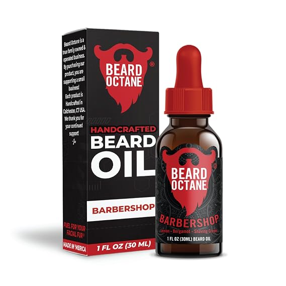 Beard Octane Beard Oil for Men Barbershop (Barbershop Cologne) Softens & Conditions Dry Beards With Argan & Jojoba 1oz