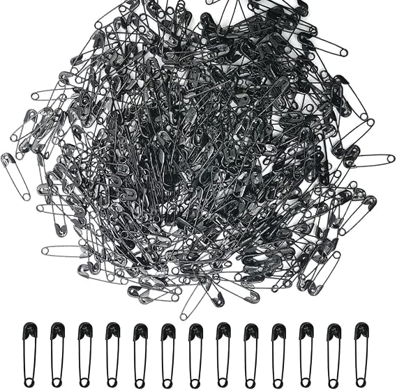 500 Pieces Safety Pins 20mm Small Sewing Pins Metal Mini Safety Pins for Home Office Art Craft Jewelry Making (XBZ/Black)