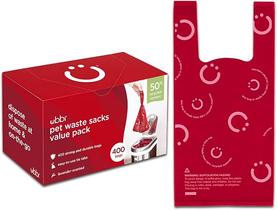 Ubbi Pet Waste Sacks, Lavender Scented, 400 Count