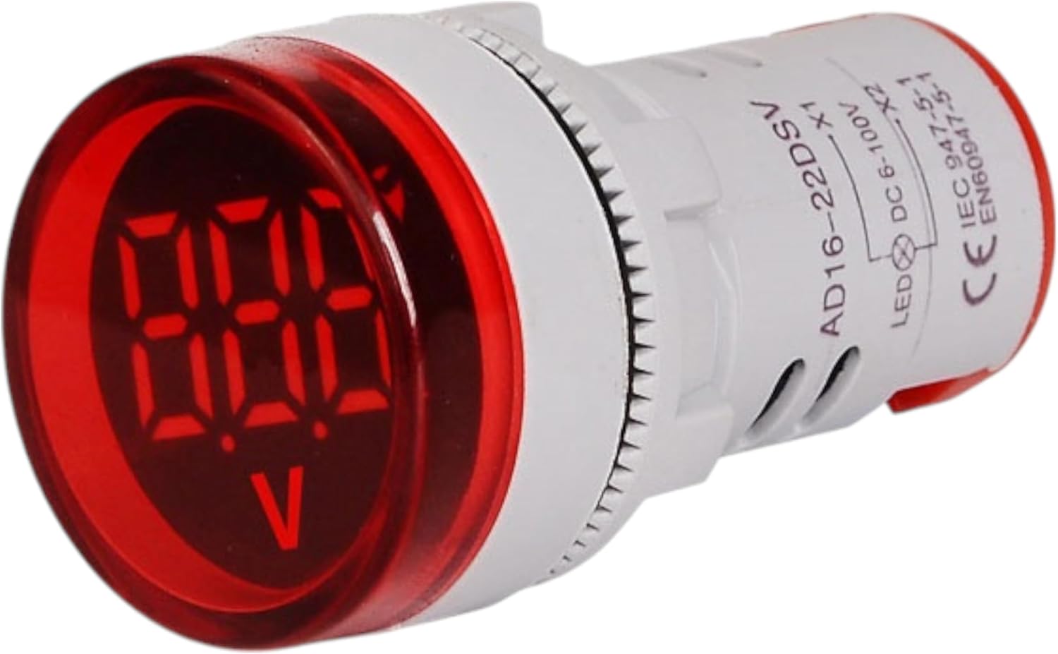 Ampermetre - Voltmetre - Dijital Ampermetre - 22mm Dijital Ampermetre Yuvarlak AC 60-500V 0-100A Kırmızı - Dijital Voltmetre
