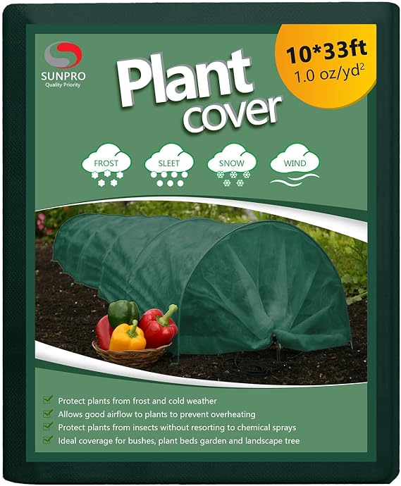 Green Plant Covers Freeze Protection, 10 x 33Ft Frost Blankets for Outdoor Plants Frost Cloth Plant Freeze Protection Cover Floating Row Cover Garden Fabric for Frost/Pest Protection
