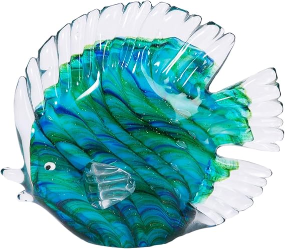 Beachcombers Swirled Tropical Fish Glass Teal