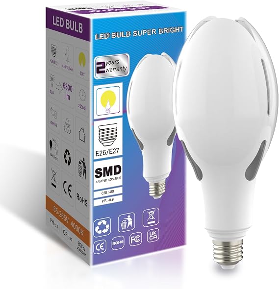 ORALUCE 600W Super Bright Light Bulb Indoor Outdoor, 4000K 6300LM, 1 Pack
