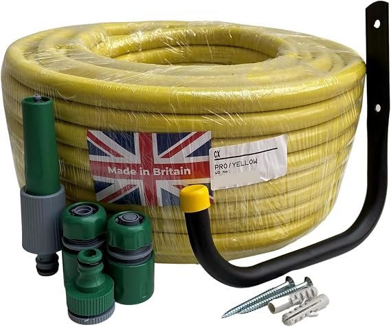 35 Metre Hose Pipe Anti Kink Hose + Hozelock Compatible Connectors + Wall Hook