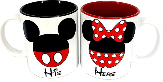 Disney Mickey Mouse Minnie Mouse His Hers 2-Pack 11oz Mugs